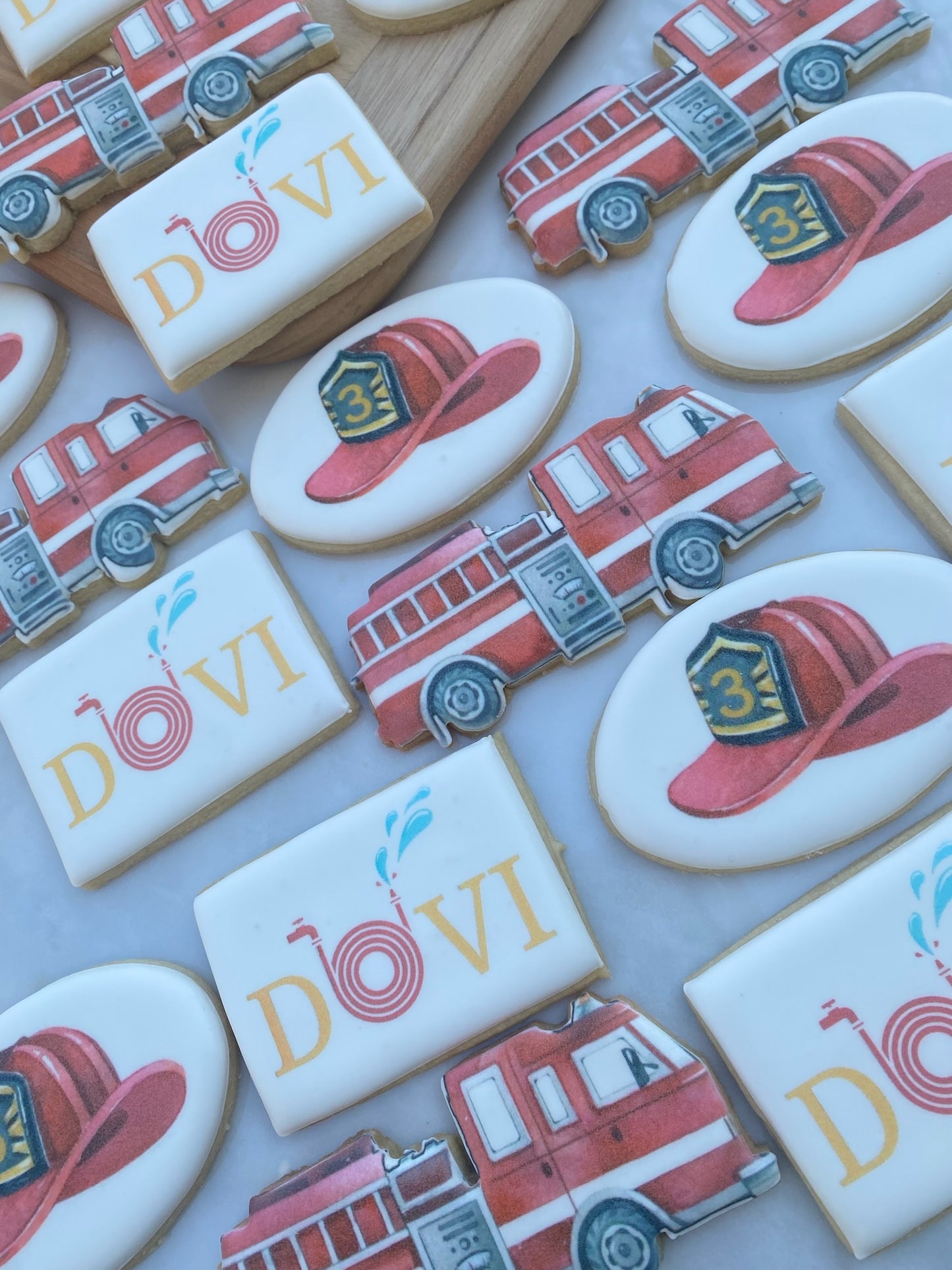 Fire Truck Birthday Themed Cookies