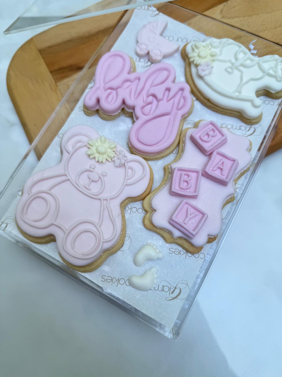 Floral baby girl acrylic gift box- fondant decorated