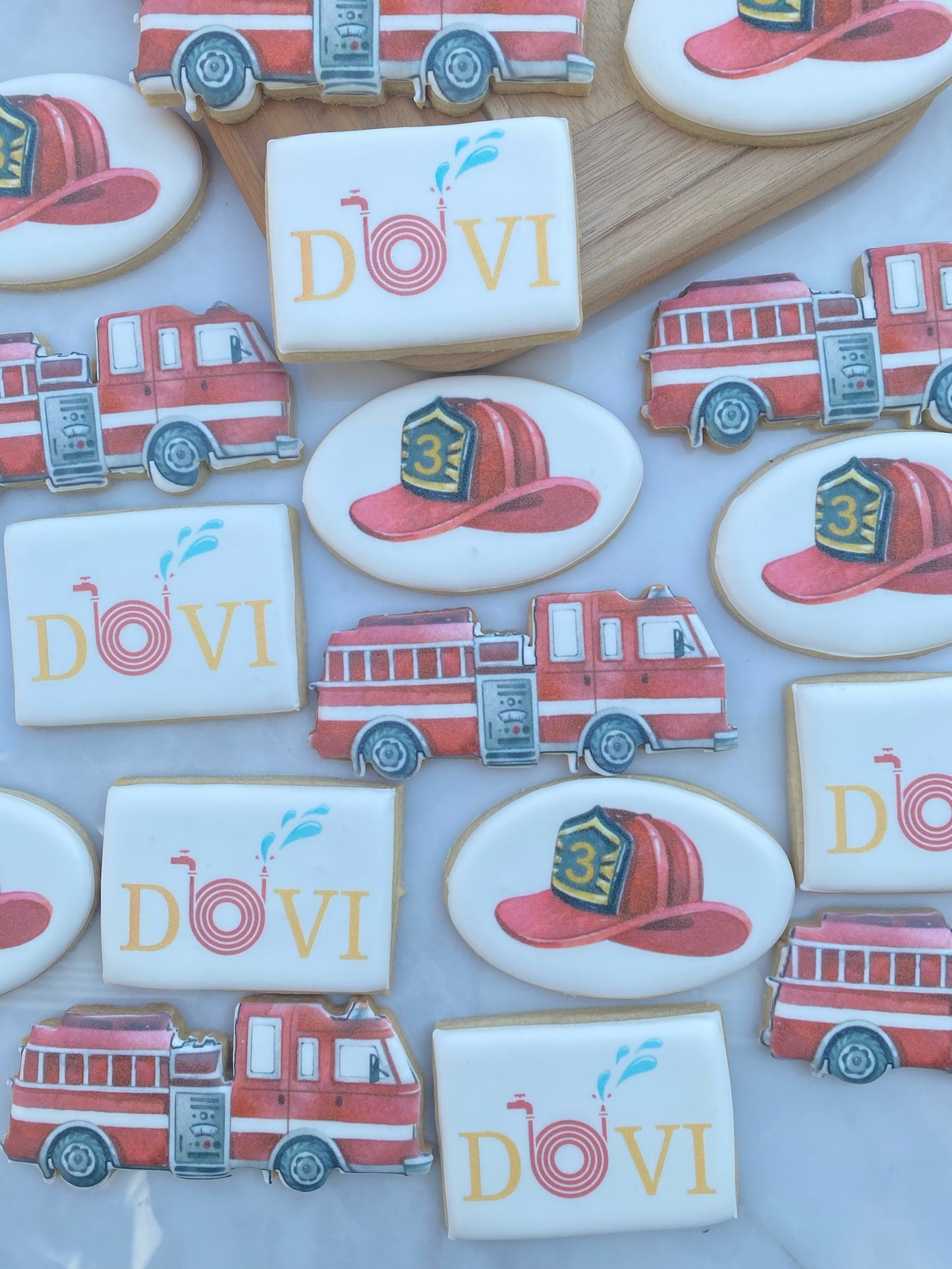 Fire Truck Birthday Themed Cookies
