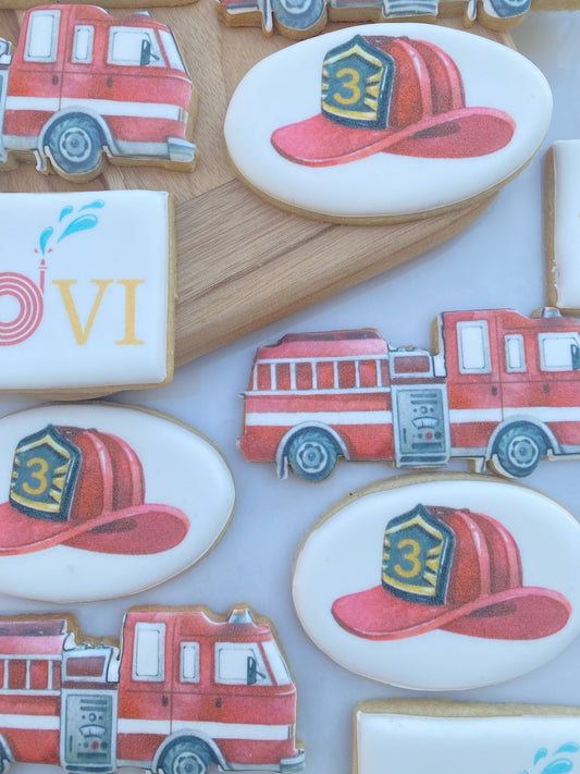 Fire Truck Birthday Themed Cookies