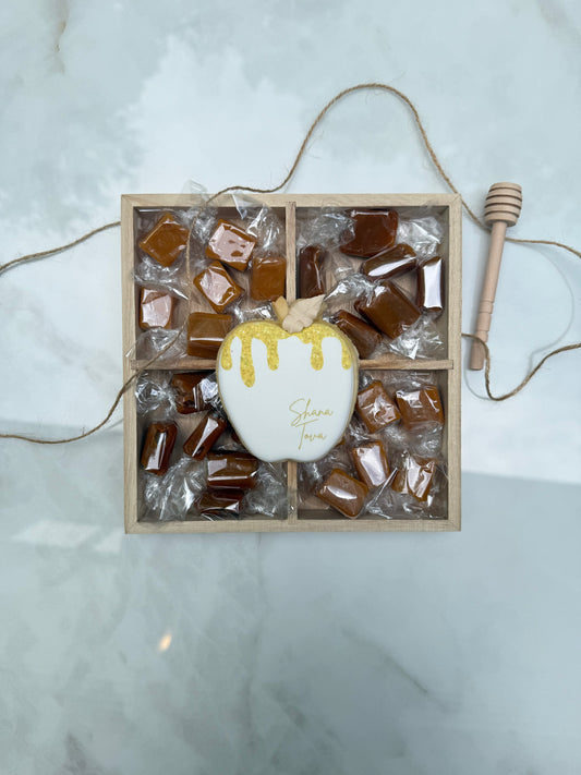 Assorted Caramel Rosh Hashanah Gift Box, Custom Cookie