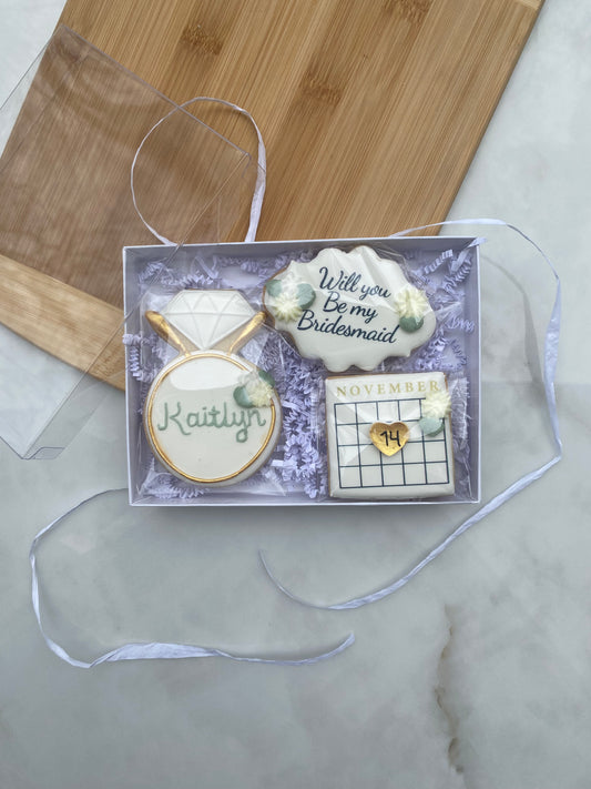 Bridesmaid proposal cookie gift box