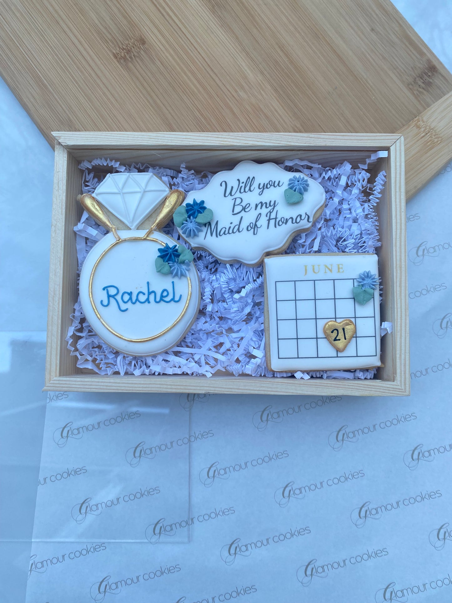 Bridesmaid proposal cookie gift box