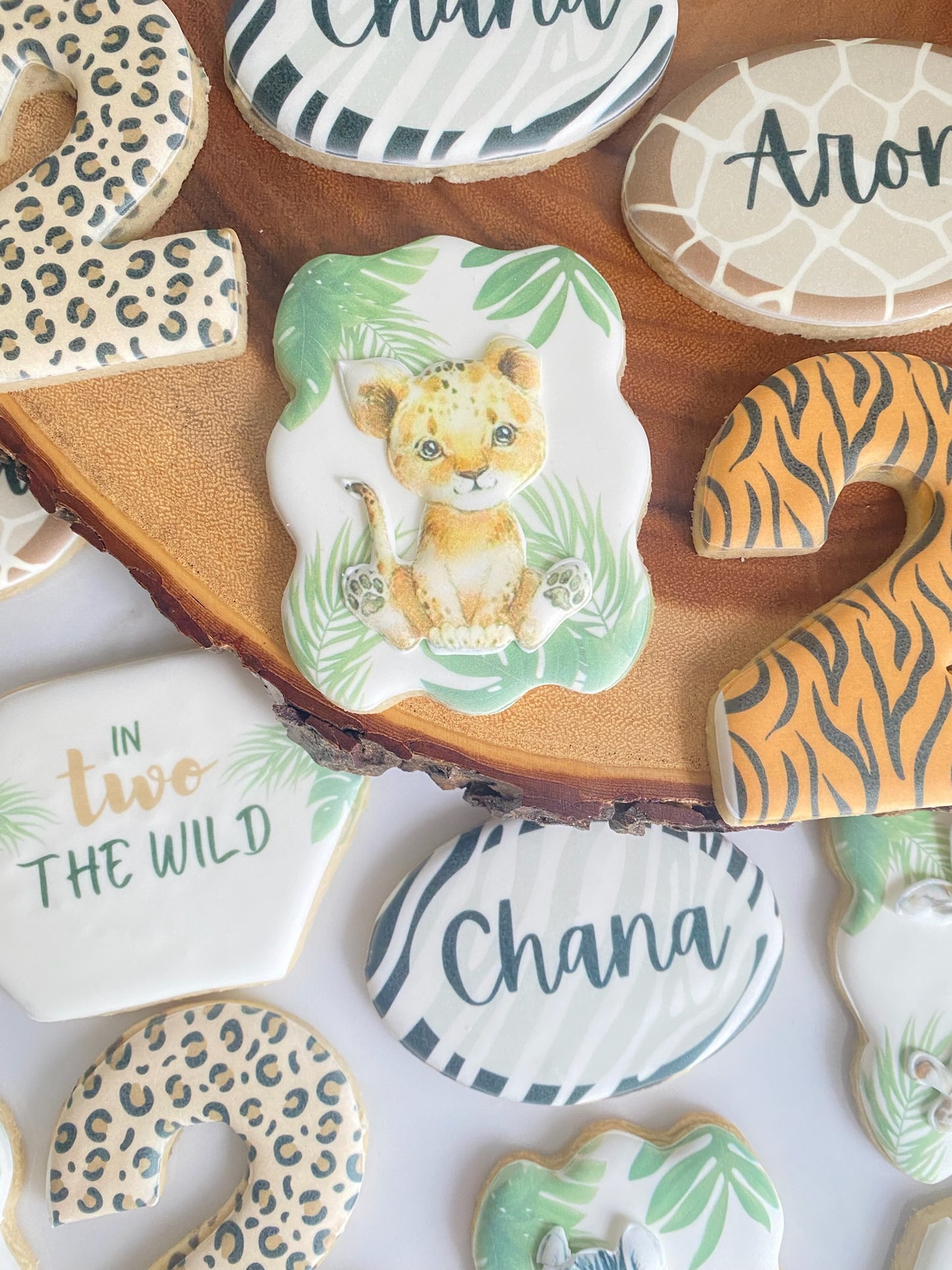 In Two The Wild Themed Birthday cookies