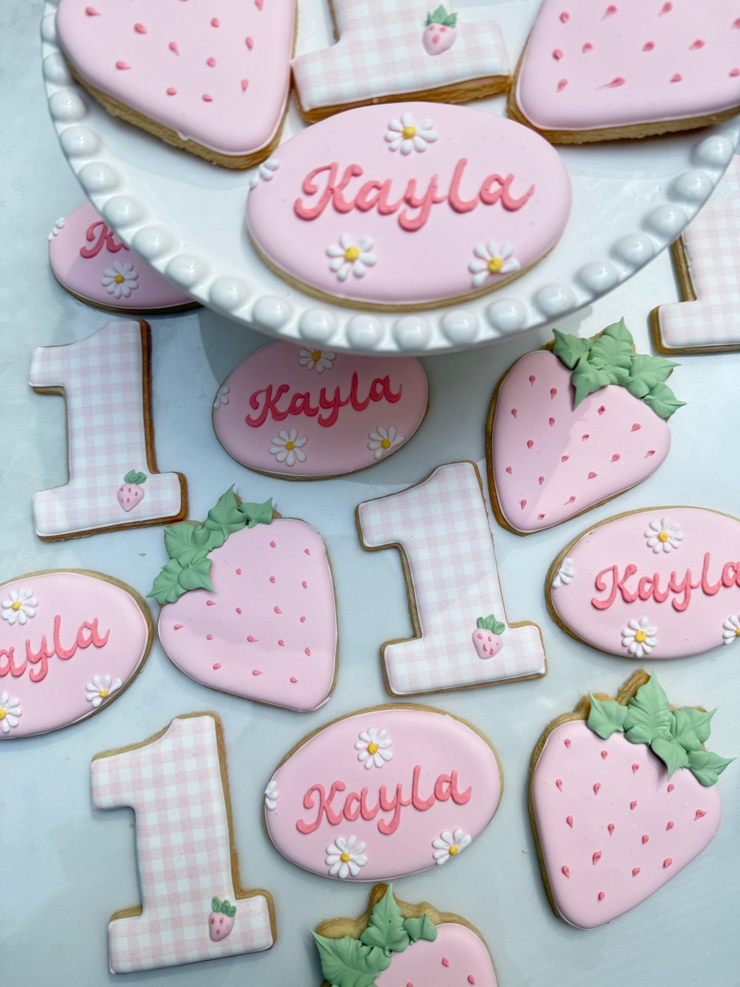 Strawberry themed birthday cookies/ 2 dozen