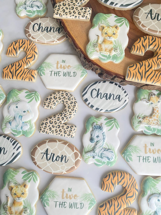 In Two The Wild Themed Birthday cookies