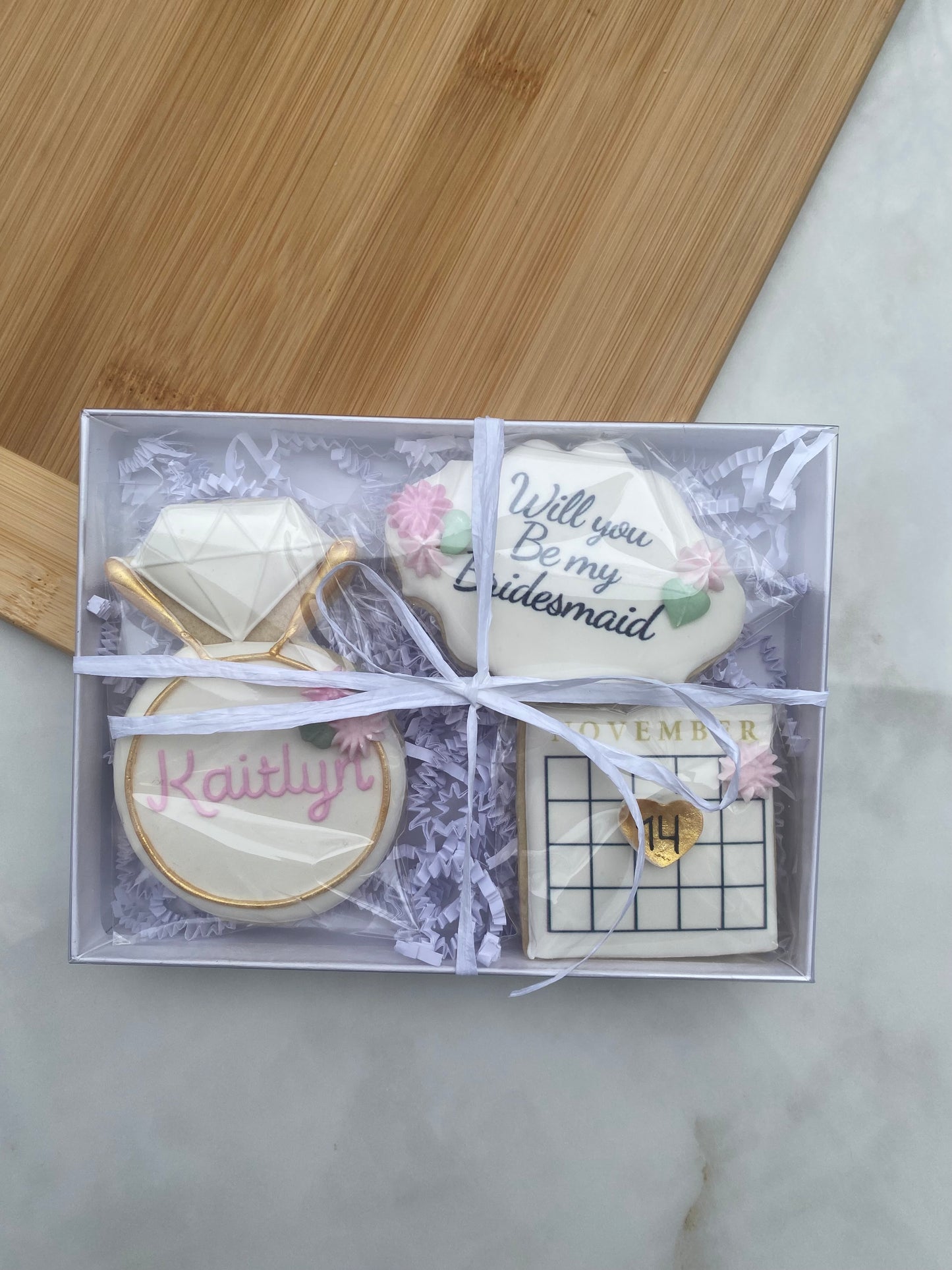 Bridesmaid proposal cookie gift box