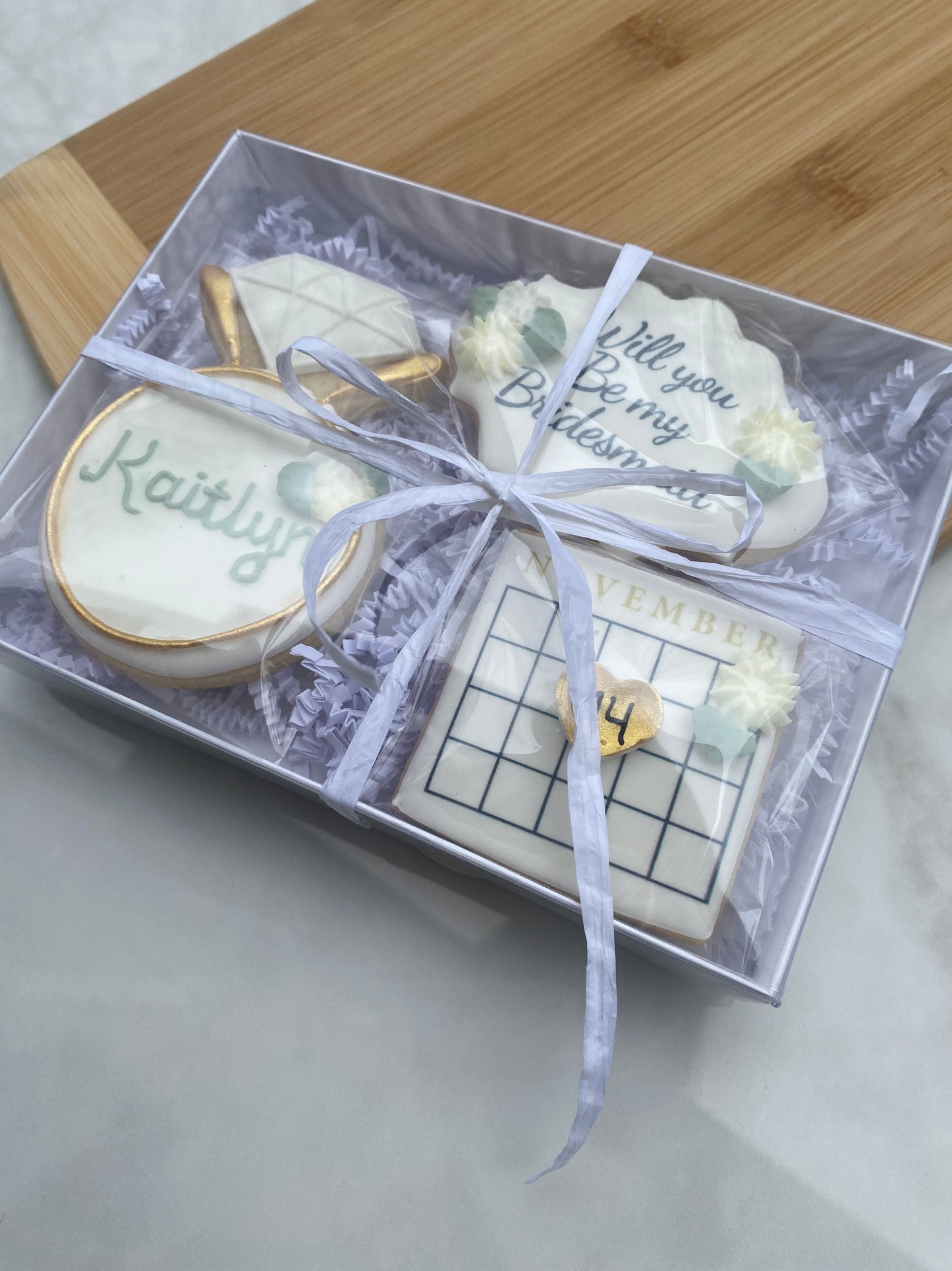 Bridesmaid proposal cookie gift box