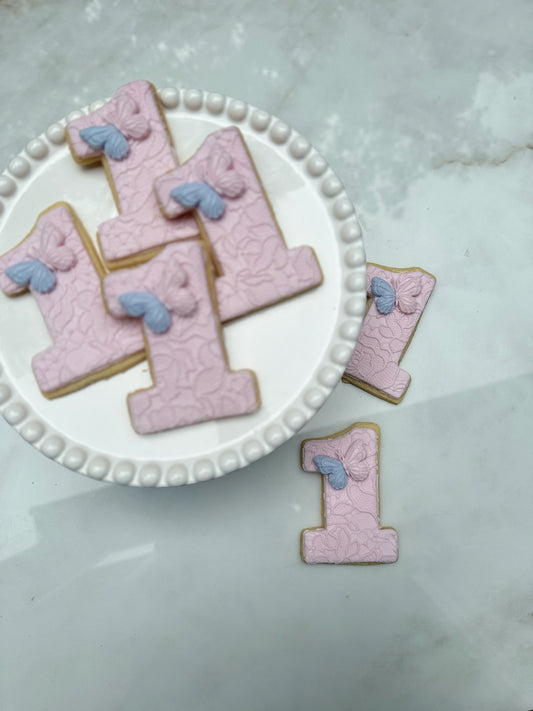 Butterfly lace number cookies- fondant