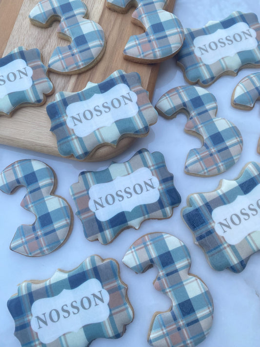 Plaid Themed Birthday cookies