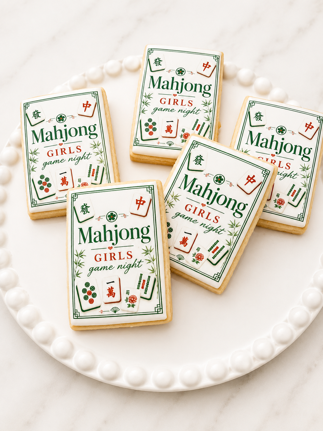 Girls game night Mahjong cookies- Box of 5 (original)