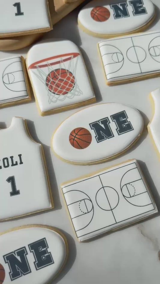 Basketball theme birthday cookies- printed- 1 dozen