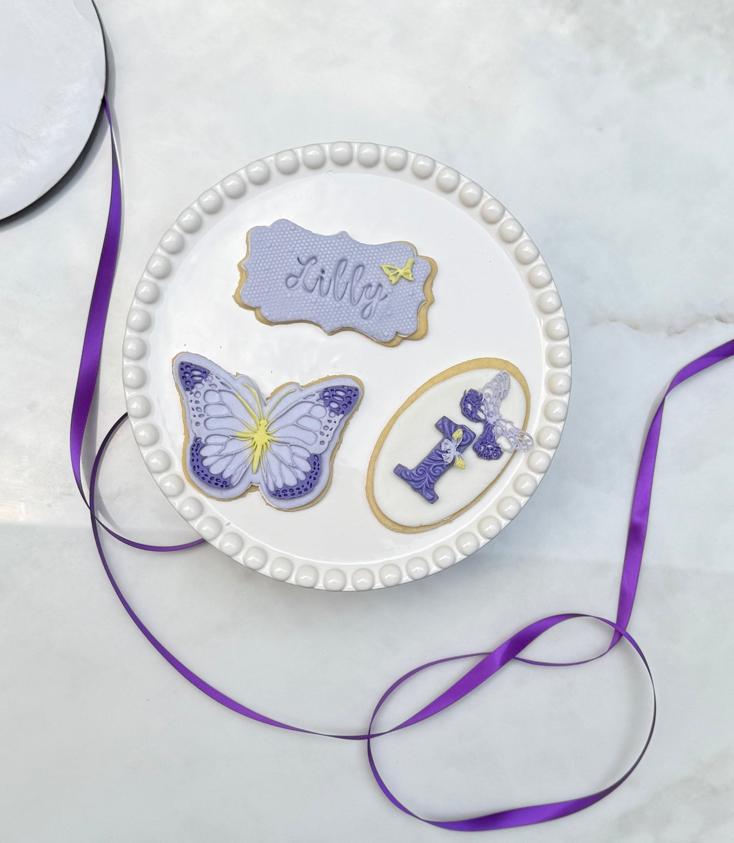 Butterfly detailed fondant birthday cookies/ 2 dozen