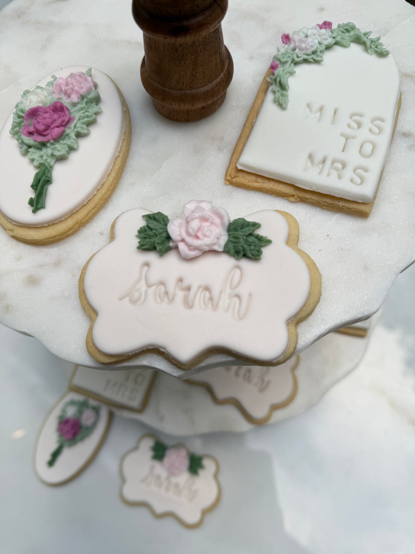 Bridal shower or birthday floral cookies fondant/ 2 dozen