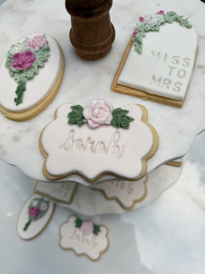 Bridal shower or birthday floral cookies fondant/ 2 dozen