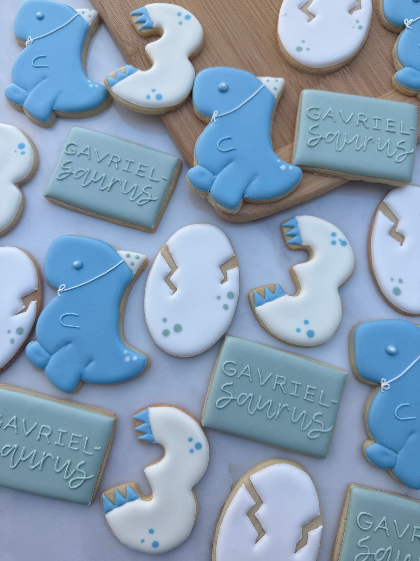Dinosaur themed birthday cookies
