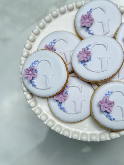 Floral initial cookies- 1 dozen