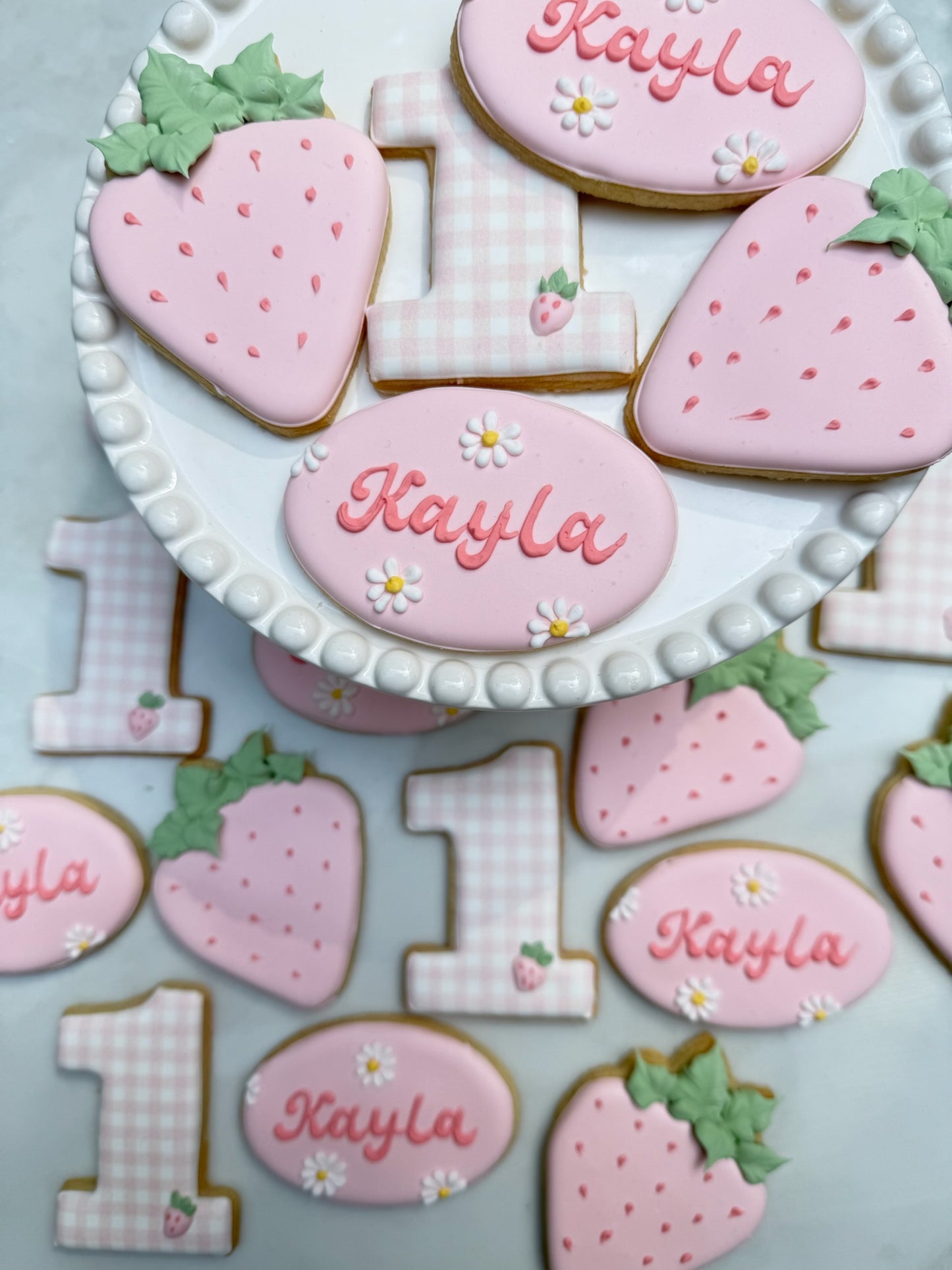 Strawberry themed birthday cookies/ 2 dozen