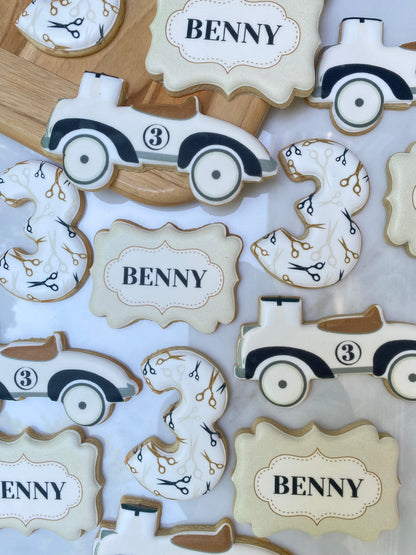 Vintage race car set printed/ 1 dozen