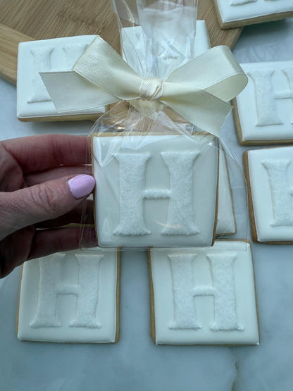 Sugar crystal detailed initial cookies/ 1 dozen