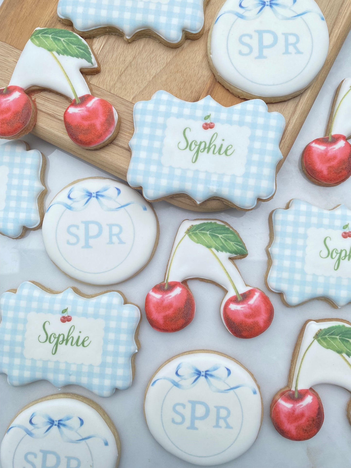 Cherry and gingham printed set/ 1 dozen