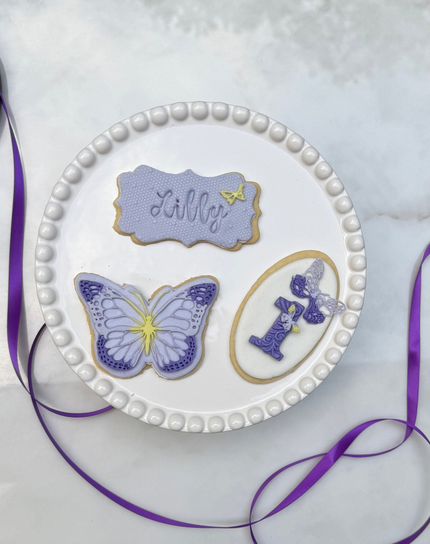 Butterfly detailed fondant birthday cookies/ 2 dozen