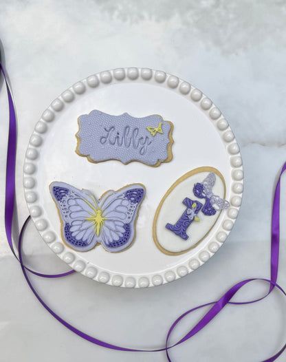 Butterfly detailed fondant birthday cookies/ 2 dozen