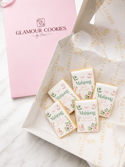 Girls game night Mahjong cookies- Box of 5 (pink floral)