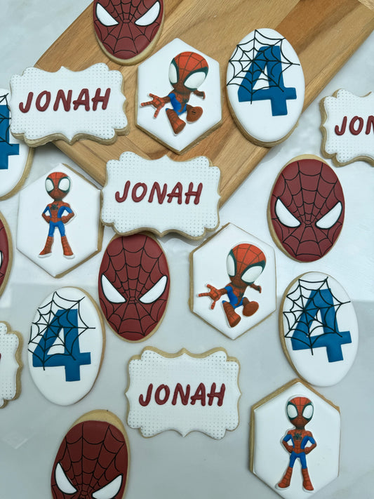 Spiderman themed birthday cookies / 2 dozen
