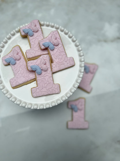 Butterfly lace number cookies- fondant