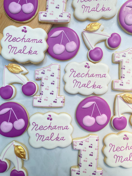 Cherry themed birthday cookies/ 2 Dozen