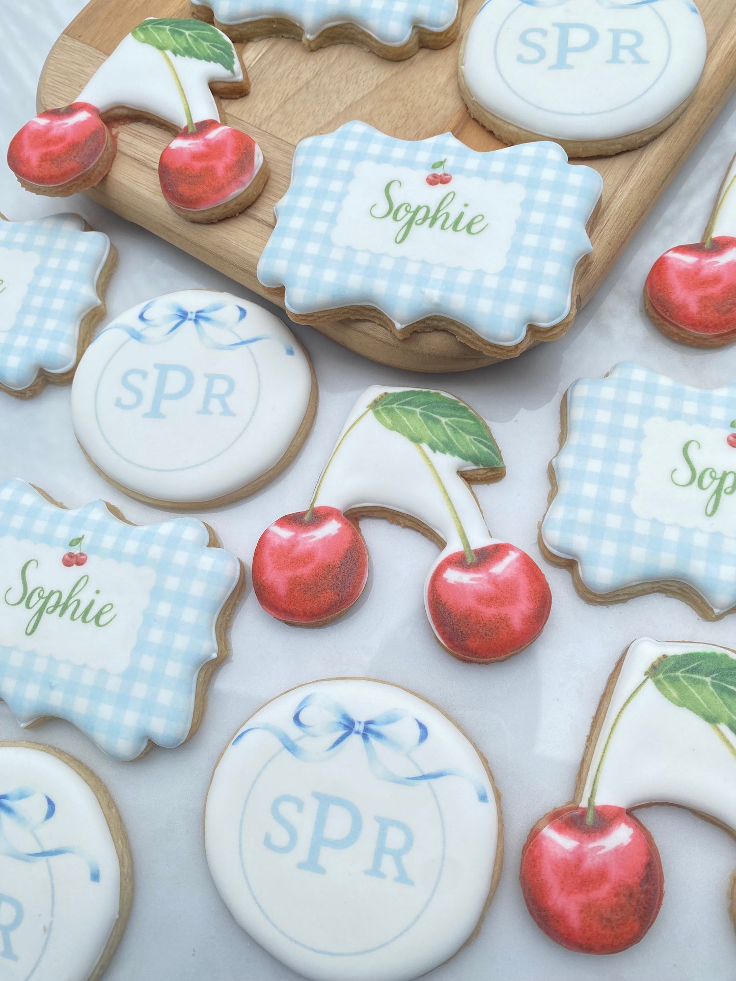 Cherry and gingham printed set/ 1 dozen