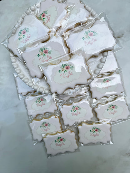Name floral detail printed cookie/ 1 Dozen