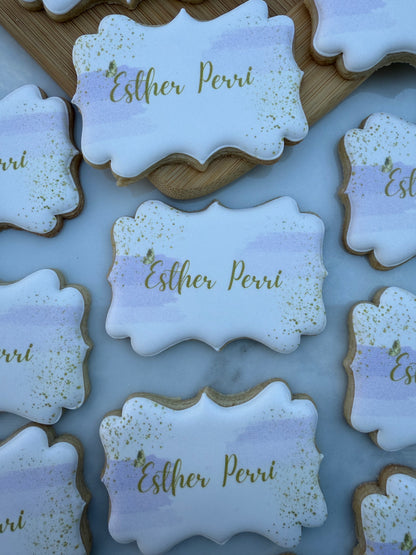 Butterfly sparkle name cookie printed/ 1 dozen