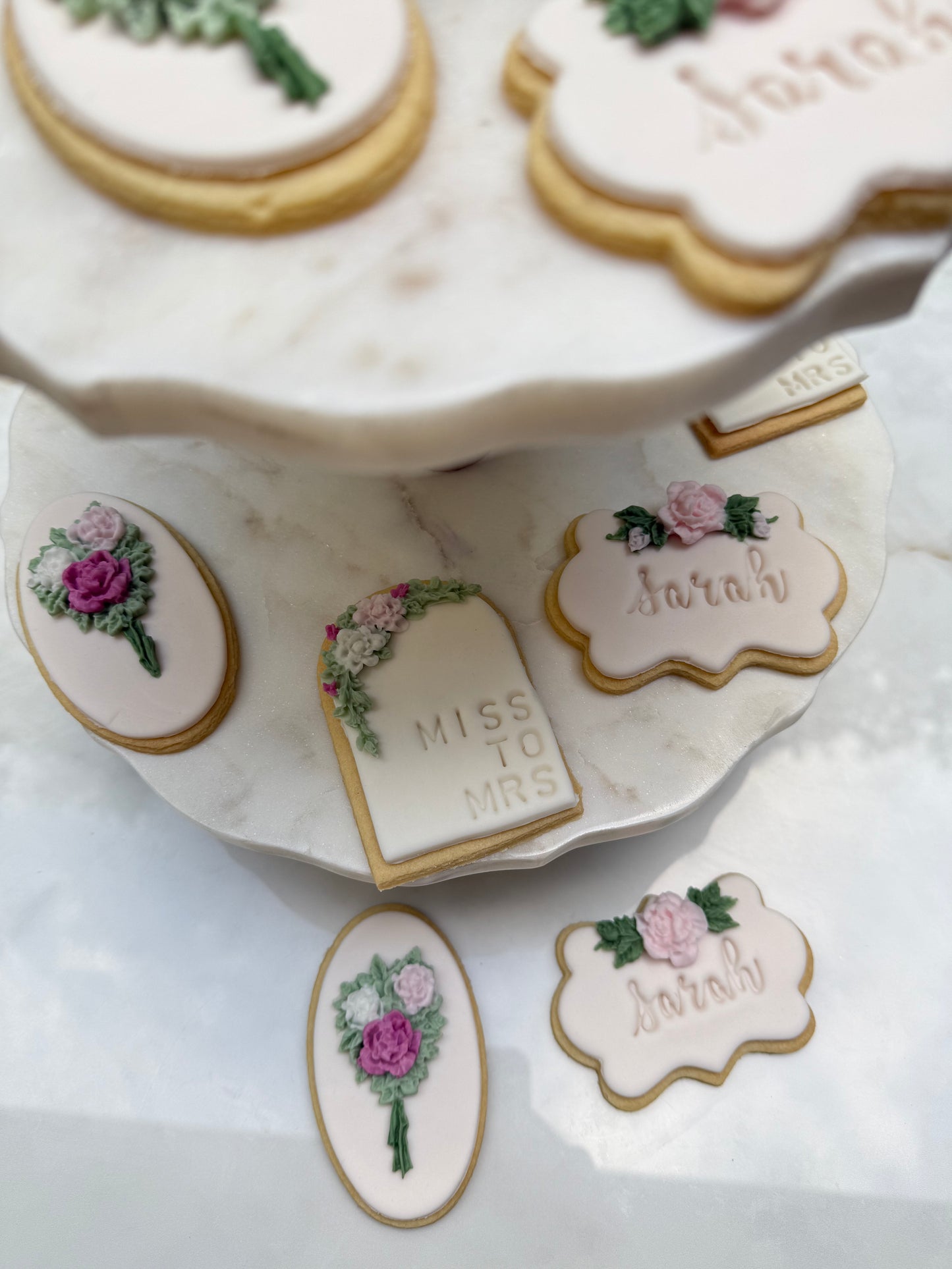 Bridal shower or birthday floral cookies fondant/ 2 dozen