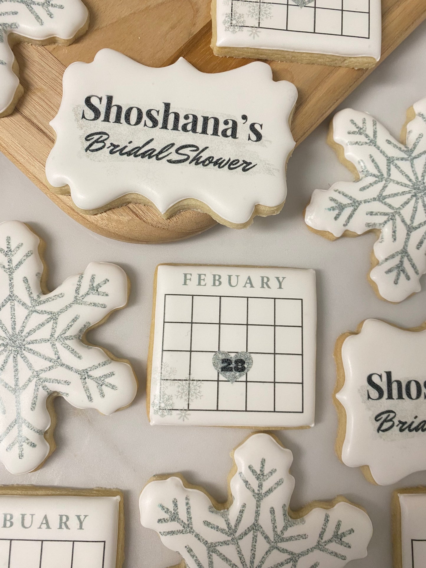 Snow themed bridal shower cookies/ 1 dozen