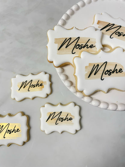 Name cookies with gold brush stroke - 1 dozen