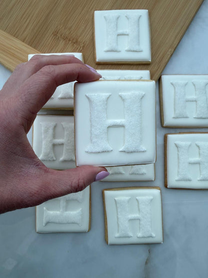 Sugar crystal detailed initial cookies/ 1 dozen