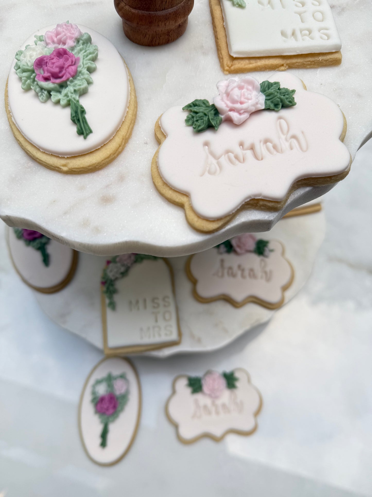 Bridal shower or birthday floral cookies fondant/ 2 dozen