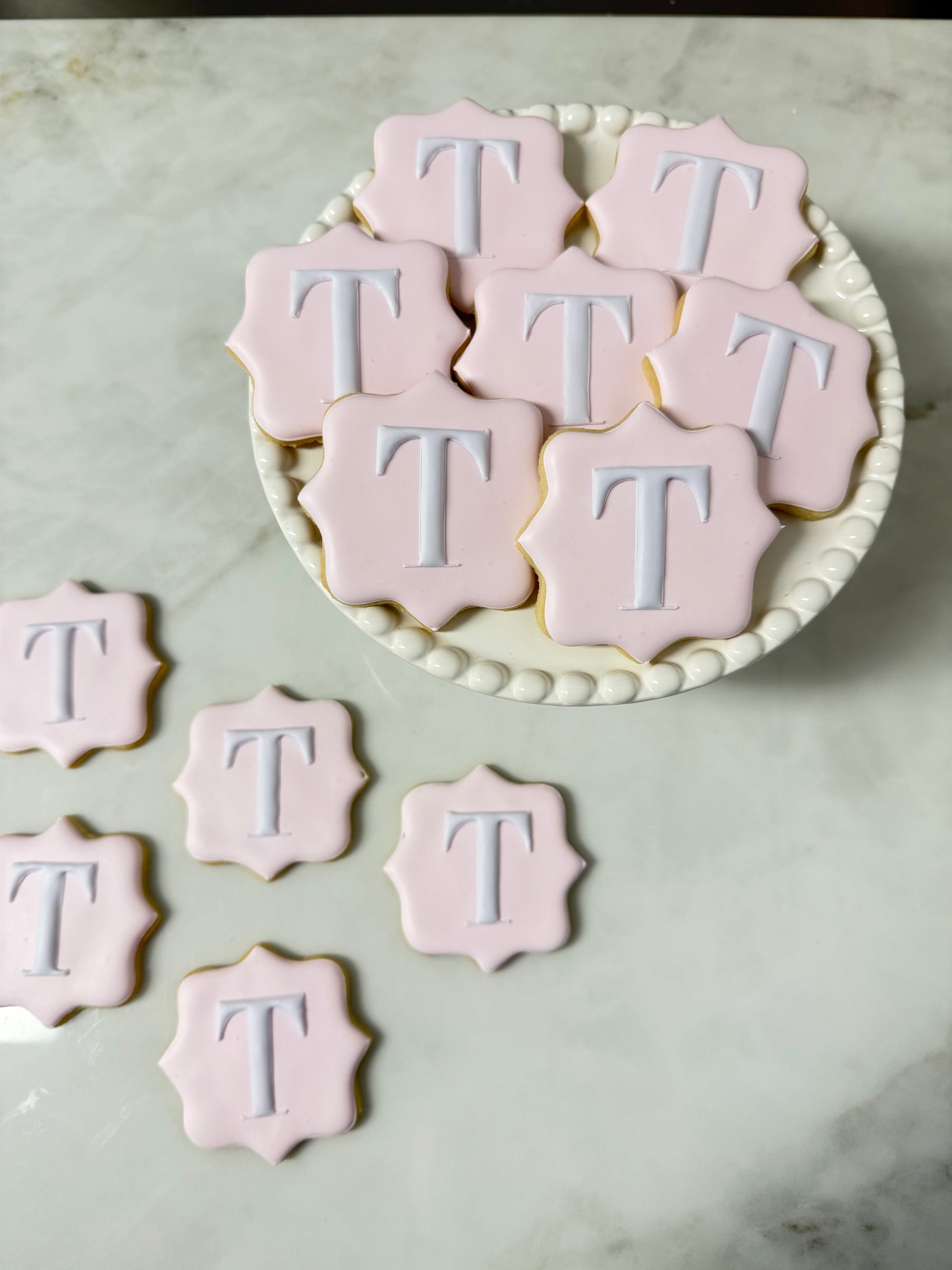 Initial cookies hand piped/ 2 Dozen