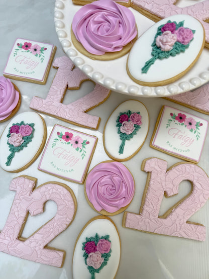 Floral birthday cookies/ 2 Dozen