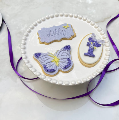 Butterfly detailed fondant birthday cookies/ 2 dozen
