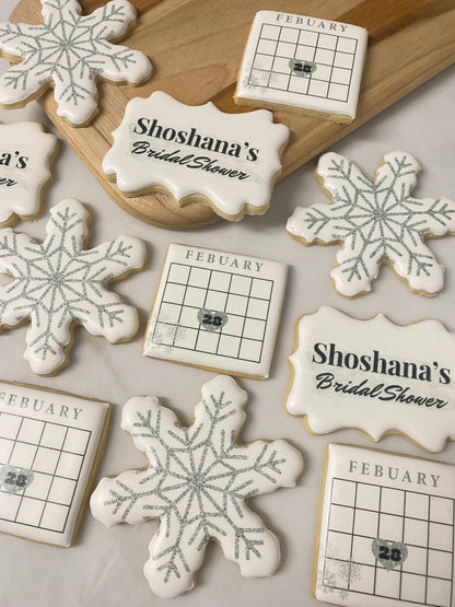 Snow themed bridal shower cookies/ 1 dozen