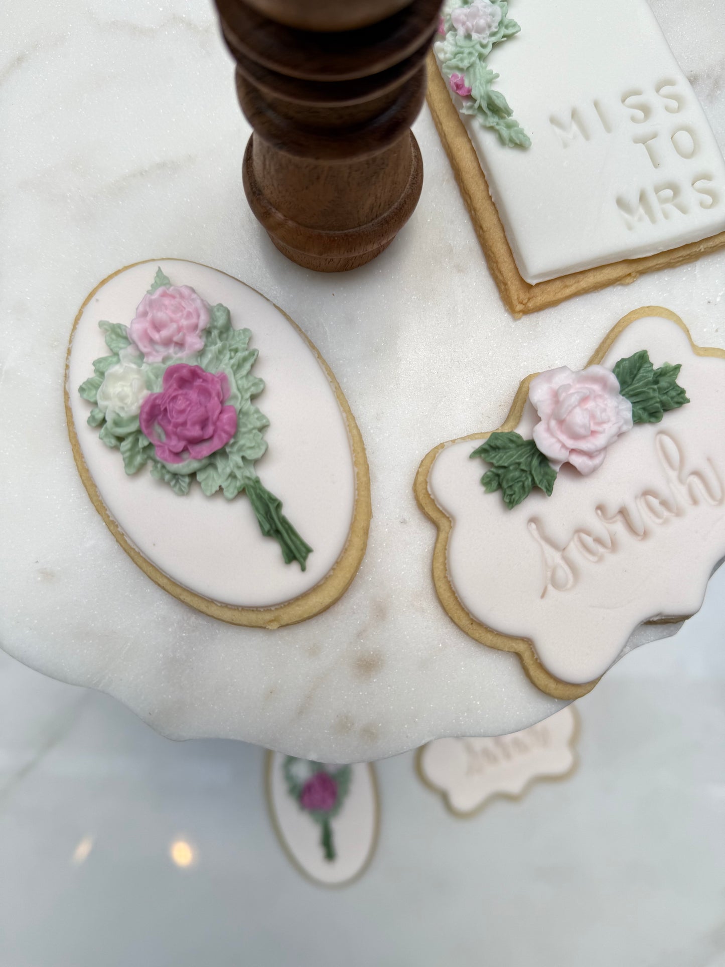 Bridal shower or birthday floral cookies fondant/ 2 dozen