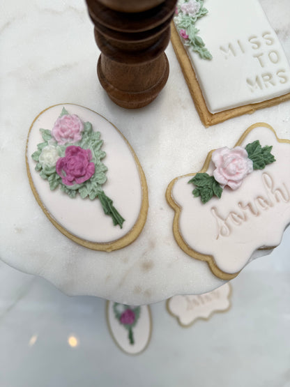 Bridal shower or birthday floral cookies fondant/ 2 dozen