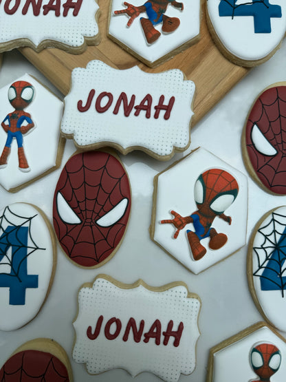 Spiderman themed birthday cookies / 2 dozen