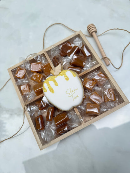 Assorted Caramel Rosh Hashanah Gift Box, Custom Cookie