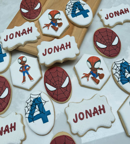 Spiderman themed birthday cookies / 2 dozen