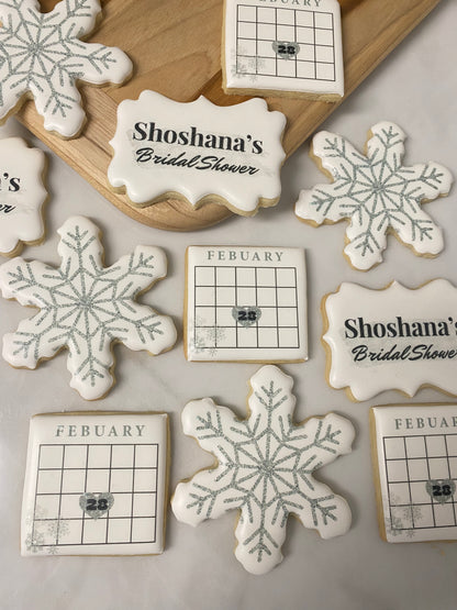 Snow themed bridal shower cookies/ 1 dozen