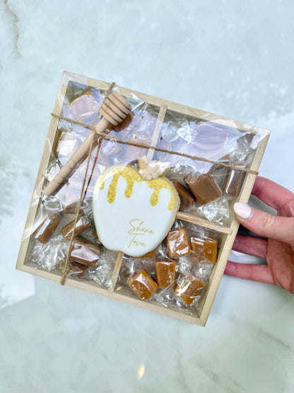 Assorted Caramel Rosh Hashanah Gift Box, Custom Cookie
